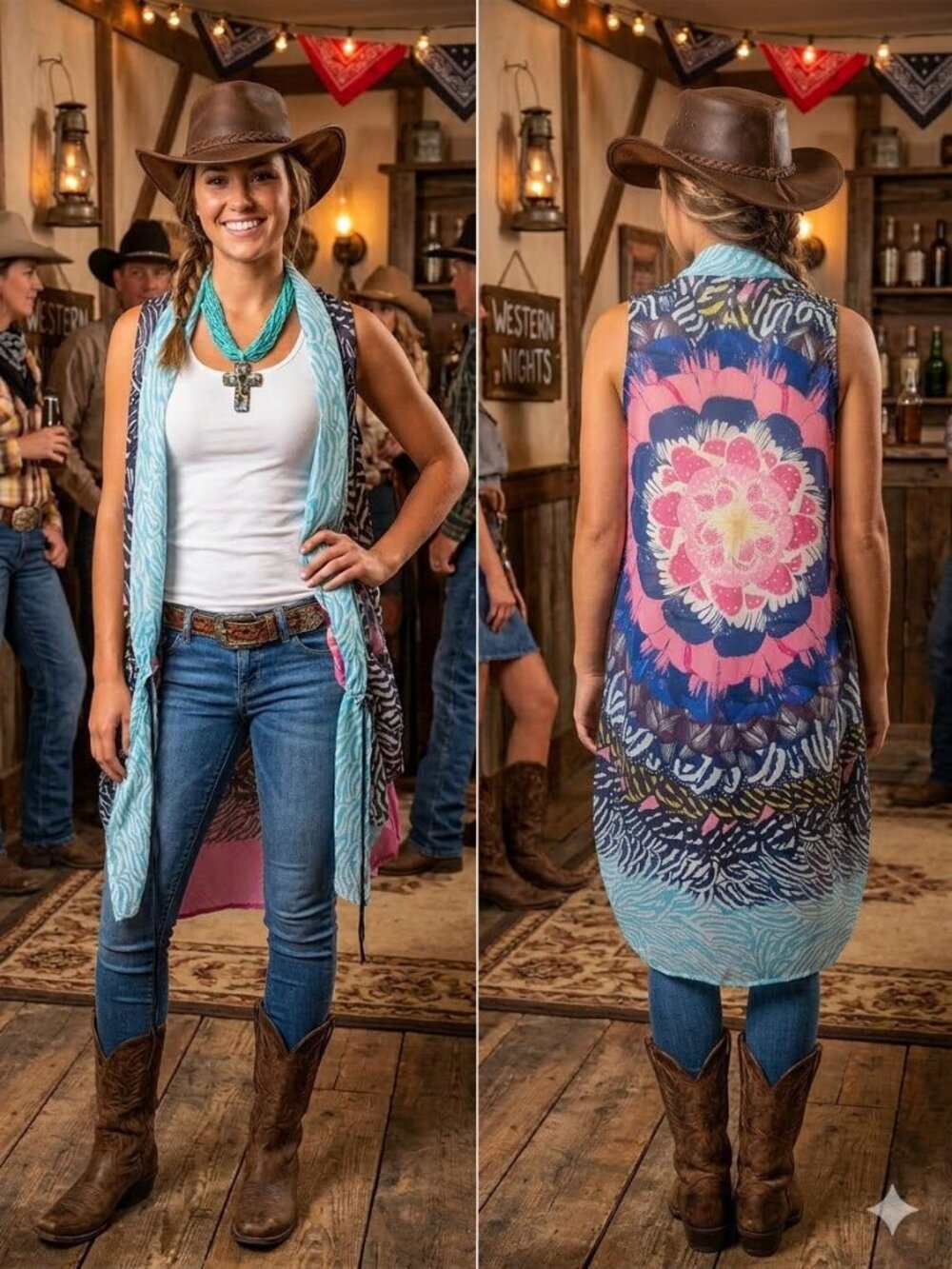 Urban Mangoz Sheer Printed Vest Polyester